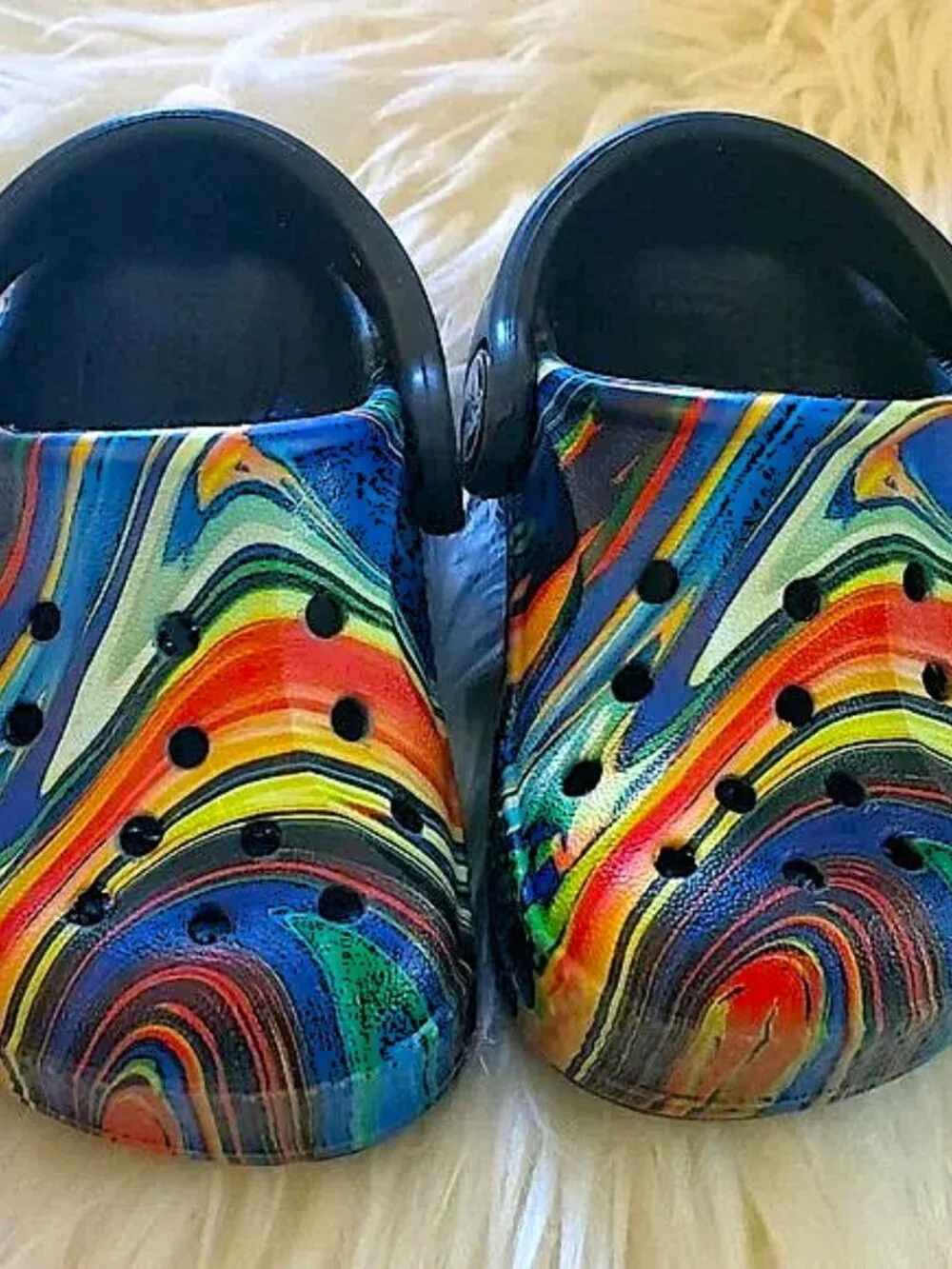 Crocs Baya Unisex Kids Multi-Colored Graphic Printed T-Back Clog SZ 4